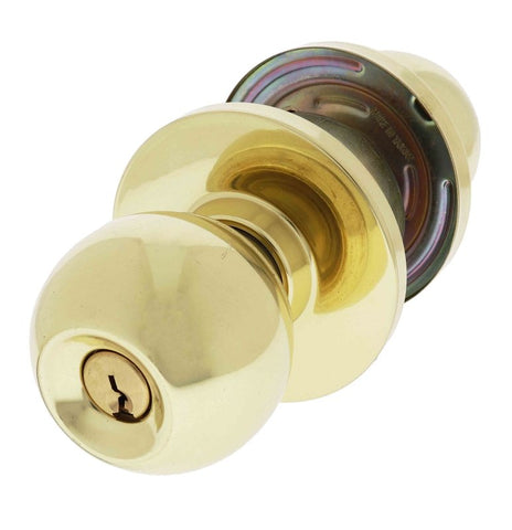 Carbine Epsom 3000 Cylindrical Entrance set, 60mm backset, C4 Keyed to Differ, Boxed, Polished Brass - primehardware