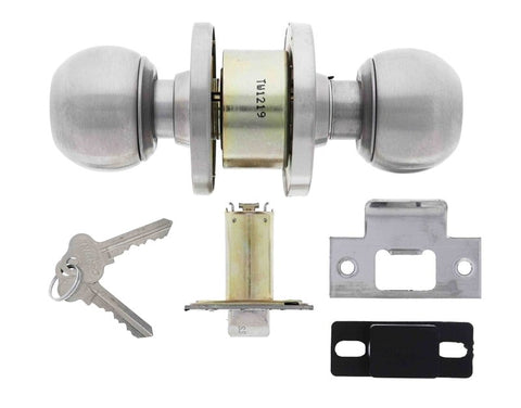 Carbine Epsom 3000 Cylindrical Double Cylinder Vestibule set, 60mm backset, C4 Keyed to Differ, Boxed, Satin Stainless Steel - primehardware