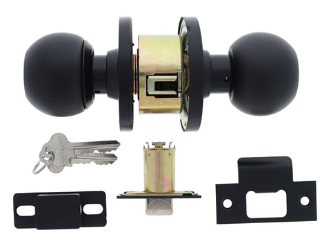 Carbine Epsom 3000 Cylindrical Entrance set, 60mm backset, C4 Keyed to Differ, Boxed, Matte Black - primehardware