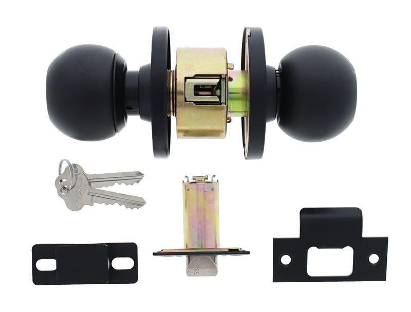 Carbine Epsom 3000 Cylindrical Entrance set, 70mm backset, C4 Keyed to Differ, Boxed, Matte Black