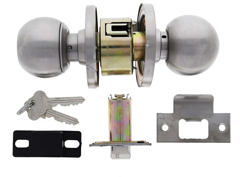 Carbine Epsom 3000 Cylindrical Vestibule set, 60mm backset, C4 Keyed to Differ, Boxed, Satin Stainless Steel - primehardware