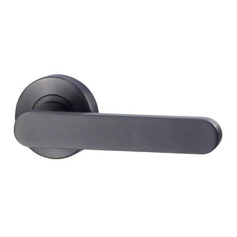 Black door handle on a white background