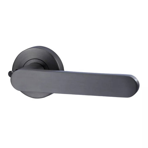 Black door handle on a white background