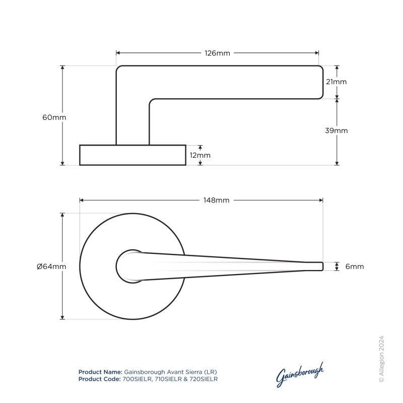 Gainsborough Avant QuickFix Sierra Passage Lever Set Satin Brass