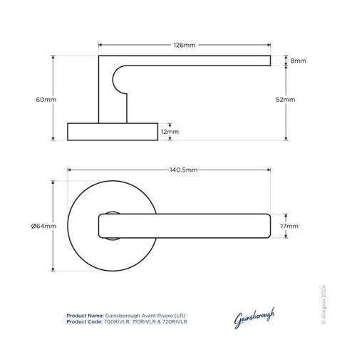 Gainsborough Avant QuickFix Rivera Passage Lever Set Satin Brass