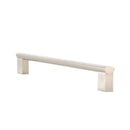 White cabinet handle on a white background