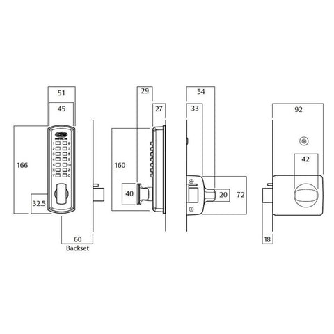 LOCKWOOD 002 DIGITAL LOCK SET FOR METAL AND TIMBER DOORS - AVAILABLE IN VARIOUS FUNCTIONS - primehardware