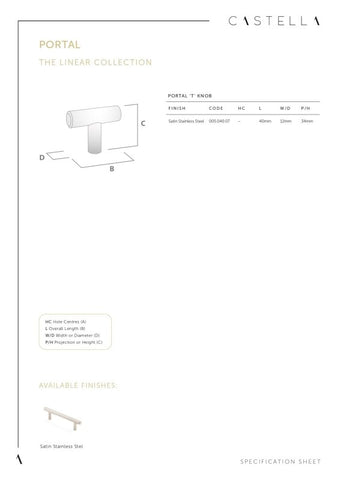 CASTELLA LINEAR PORTAL KITCHEN CABINET HANDLE - AVAILABLE IN VARIOUS SIZES