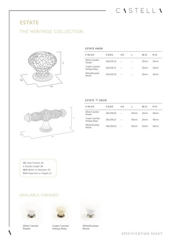 CASTELLA HERITAGE ESTATE CABINET KNOB 35MM