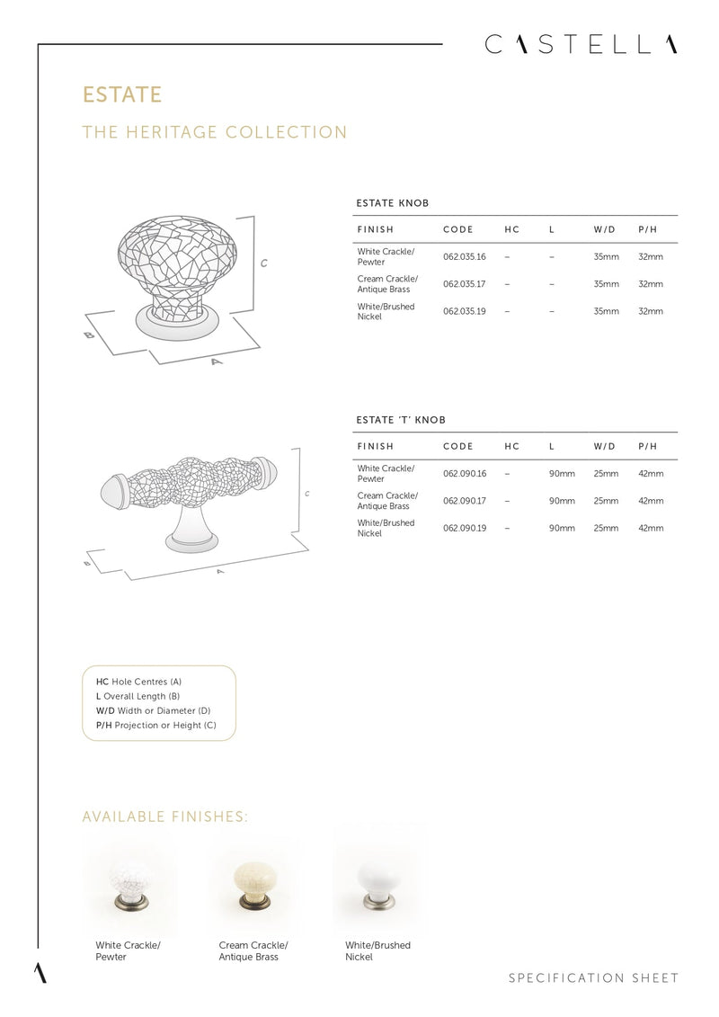 CASTELLA HERITAGE ESTATE CABINET HANDLE 128MM