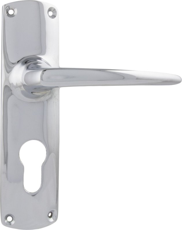 TRADCO RETRO LEVER DOOR HANDLE ON RECTANGULAR BACKPLATE CHROME PLATED