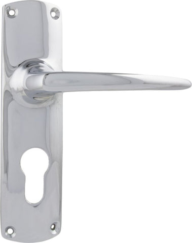 TRADCO RETRO LEVER DOOR HANDLE ON RECTANGULAR BACKPLATE CHROME PLATED