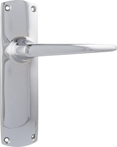TRADCO RETRO LEVER DOOR HANDLE ON RECTANGULAR BACKPLATE CHROME PLATED