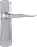TRADCO RETRO LEVER DOOR HANDLE ON RECTANGULAR BACKPLATE CHROME PLATED