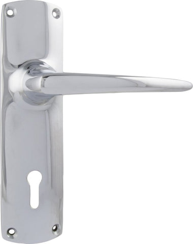 TRADCO RETRO LEVER DOOR HANDLE ON RECTANGULAR BACKPLATE CHROME PLATED