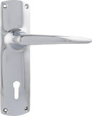 TRADCO RETRO LEVER DOOR HANDLE ON RECTANGULAR BACKPLATE CHROME PLATED