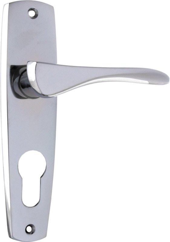 TRADCO MID-CENTURY DOOR LEVER HANDLE ON RECTANGULAR BACKPLATE CHROME PLATED
