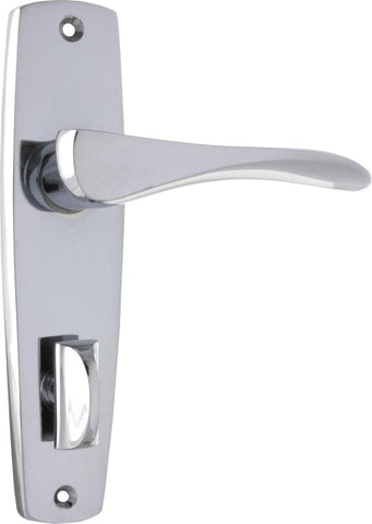 TRADCO MID-CENTURY DOOR LEVER HANDLE ON RECTANGULAR BACKPLATE CHROME PLATED