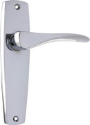 TRADCO MID-CENTURY DOOR LEVER HANDLE ON RECTANGULAR BACKPLATE CHROME PLATED