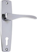 TRADCO MID-CENTURY DOOR LEVER HANDLE ON RECTANGULAR BACKPLATE CHROME PLATED