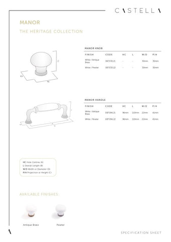CASTELLA HERITAGE MANOR KITCHEN HANDLE 96MM
