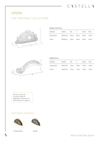 CASTELLA HERITAGE OPERA HANDLE 96MM