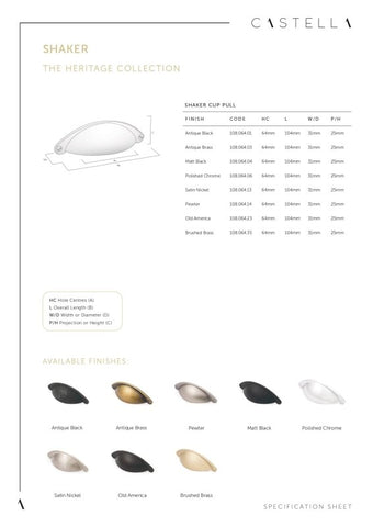 CASTELLA HERITAGE SHAKER KITCHEN CABINET 35MM FLUTED KNOB