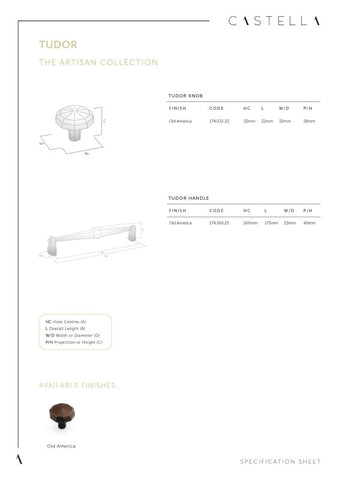 CASTELLA ARTISAN TUDOR HANDLE OLD AMERICA 160MM