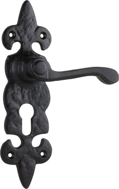 TRADCO STRATFORD LEVER DOOR HANDLE ON BACKPLATE MATT BLACK