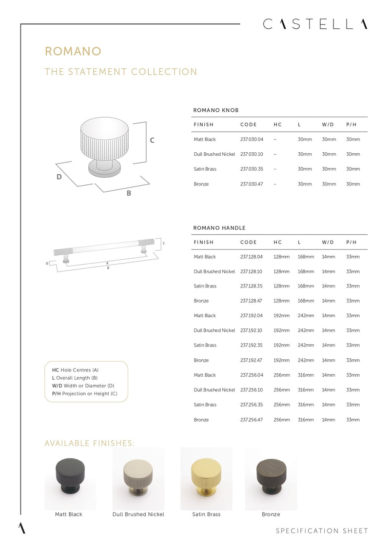 CASTELLA STATEMENT ROMANO CABINET PULL HANDLE