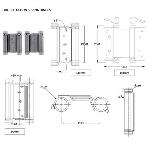 HFH 150mm Double Action Spring Door Hinge - primehardware