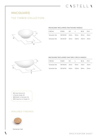 Castella Macquarie Cabinet Pull Handle Round