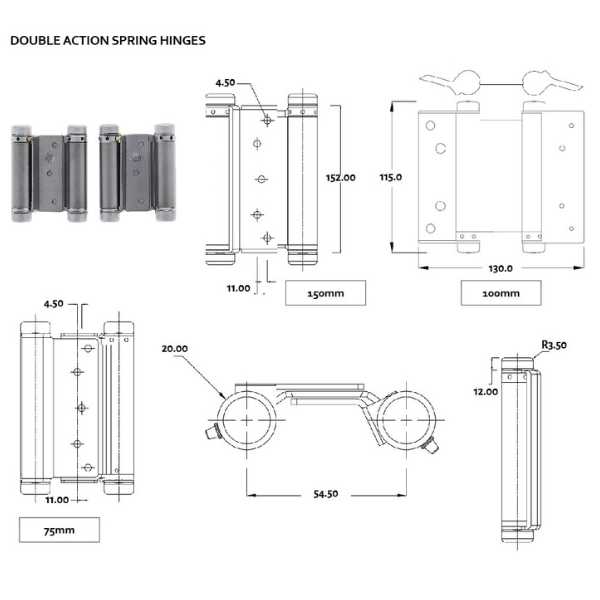 HFH 150mm Double Action Spring Door Hinge