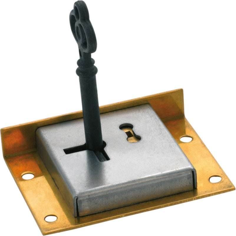 Tradco Drawer / Till Lock Brass H48xW63mm