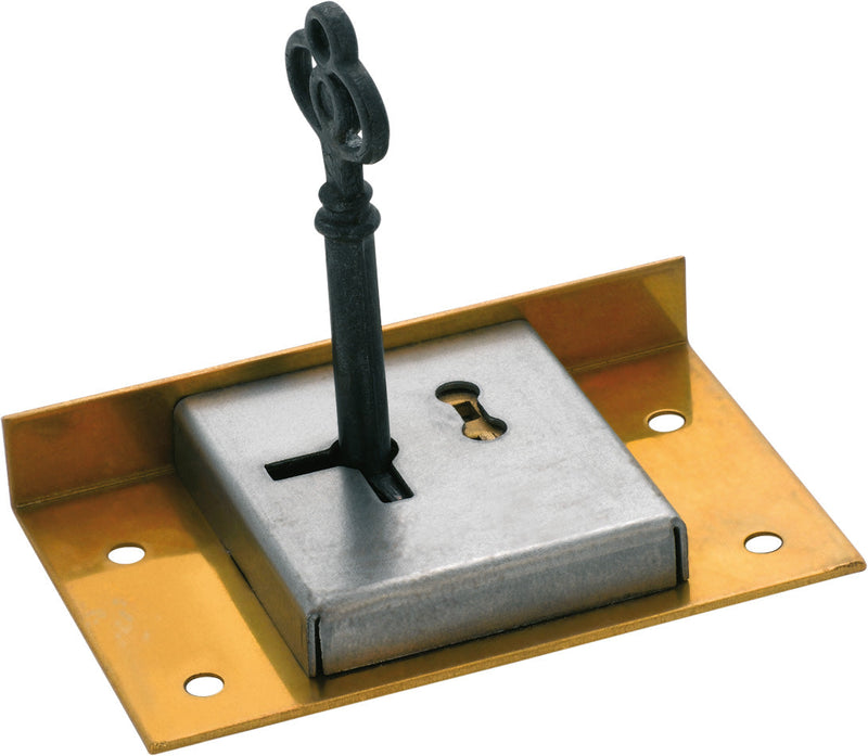 Tradco Drawer / Till Lock Brass H48xW76mm