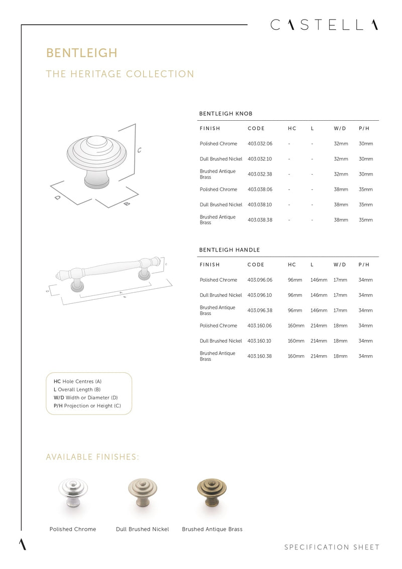 Castella Bentleigh Cabinet Handle