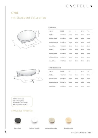 Castella Statement Gyre Semi-Circle Cabinet Pull Handle 