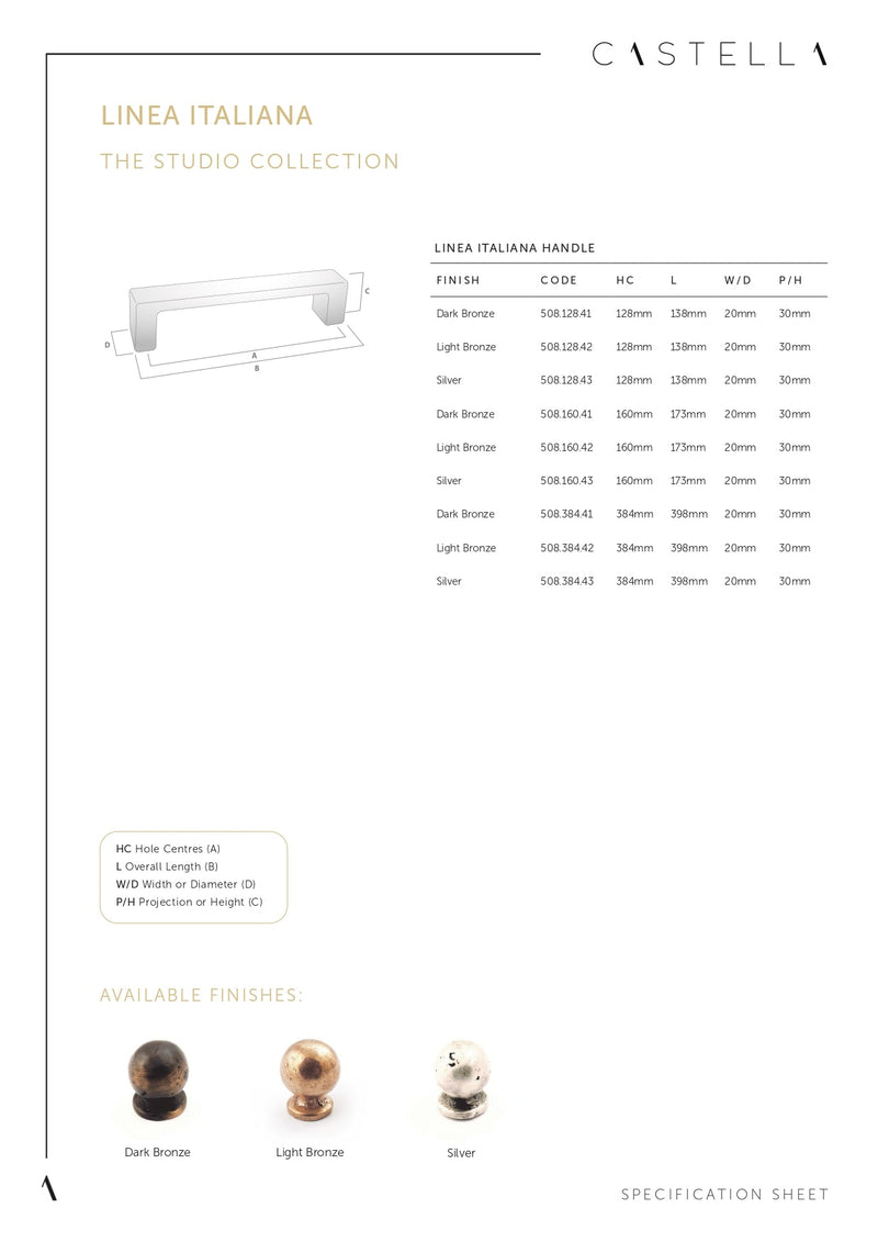 Castella Linea Italiana Square Knob