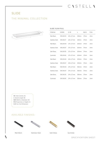 Castella Slide Flush Pull Cabinet Handle