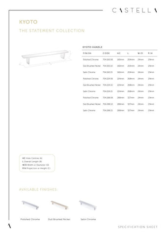 Castella Statement Kyoto Kitchen Cabinet Handle