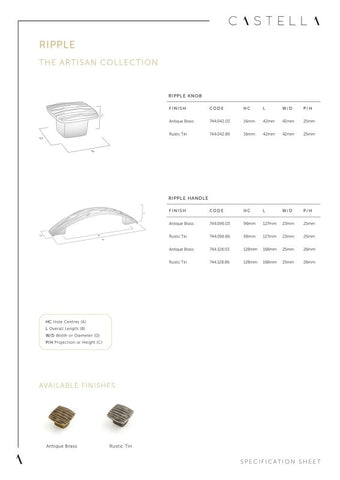 Castella Artisan Ripple Cabinet Knob 42mm