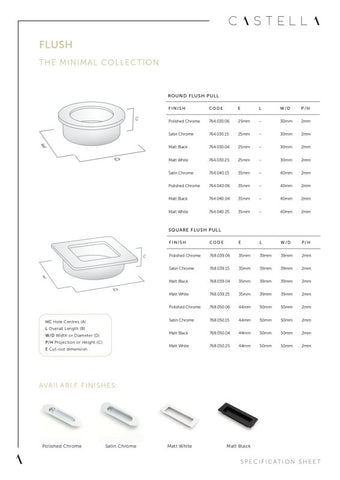 Castella Minimal Oval Flush Handle 150mm