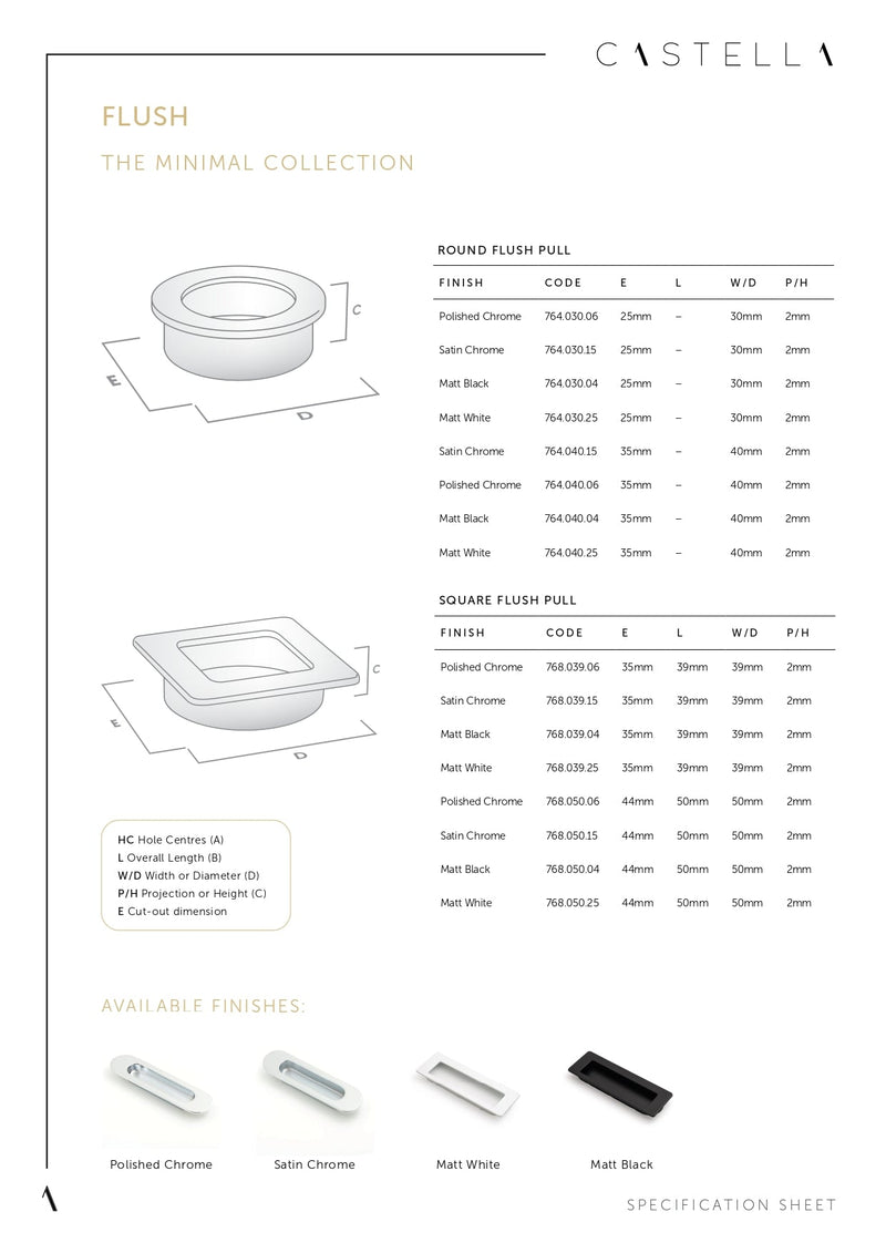 Castella Minimal Rectangle Flush Handle