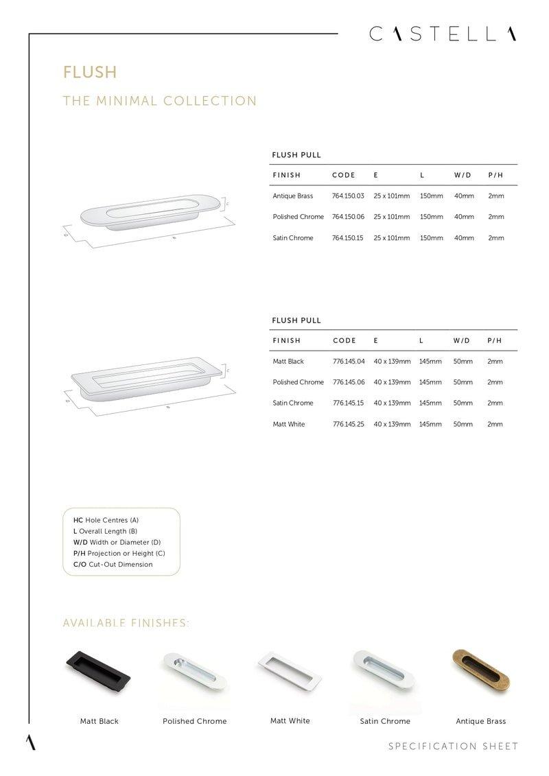 Castella Minimal Rectangle Flush Handle