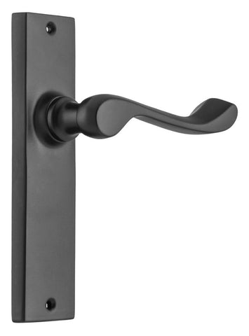 TRADCO FREMANTLE DOOR LEVER HANDLE ON RECTANGULAR BACKPLATE