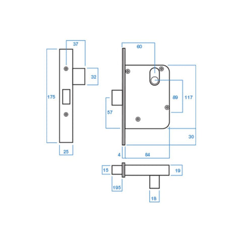 LOCKWOOD 3571SC MORTICE DEADLOCK PRIMARY LOCK SATIN CHROME 3571SC - primehardware