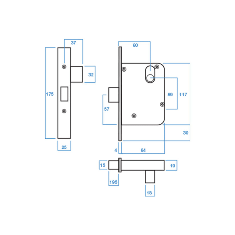 LOCKWOOD 3571SC MORTICE DEADLOCK PRIMARY LOCK SATIN CHROME 3571SC