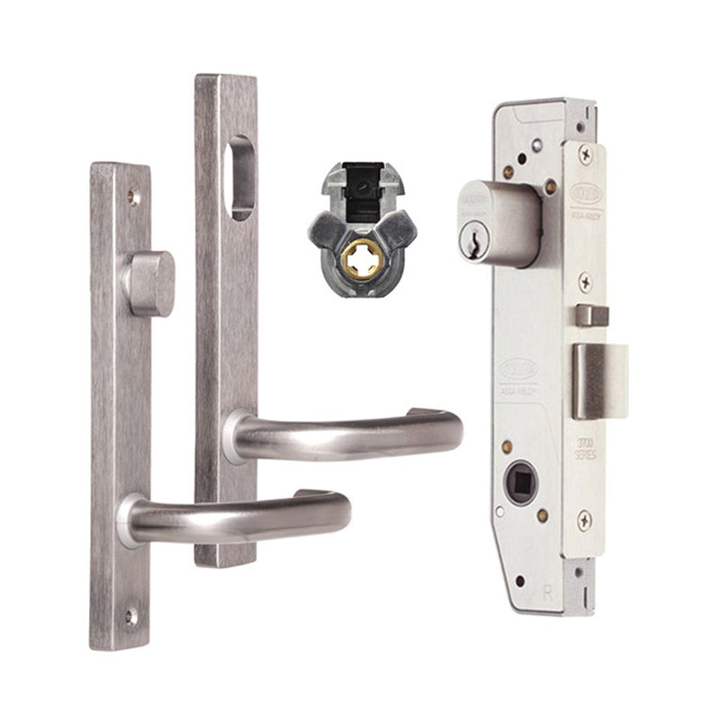 LOCKWOOD NARROW CYLINDER MORTICE LOCK KIT WITH DOOR LEVER 3782KIT04