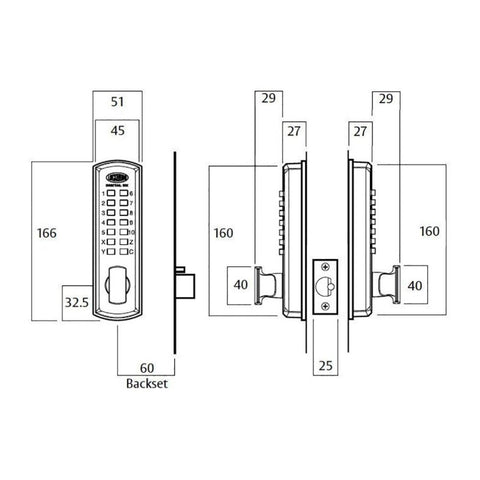 LOCKWOOD DIGITAL LOCKSET DOUBLE KEYPAD SATIN CHROME 530DXSC/PADSX2 - primehardware