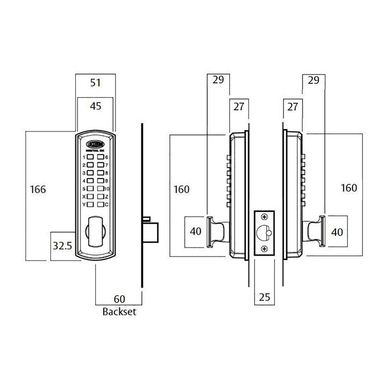 LOCKWOOD DIGITAL LOCKSET DOUBLE KEYPAD SATIN CHROME 530DXSC/PADSX2